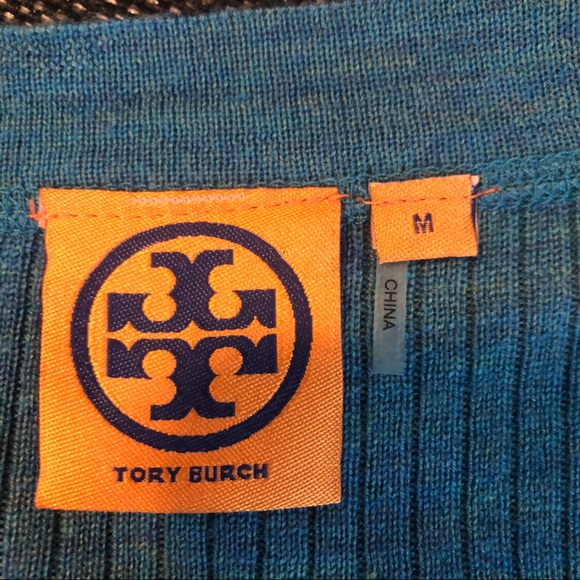 Tory Burch Teal Ribbed Cardigan - Picture 6 of 13